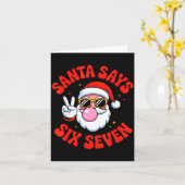 Funny Santa Says 6 7 Six Seven Christmas Meme Holi カード (黄色い花)