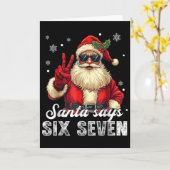 Funny Santa Says Six Seven Christmas 67 Meme Xmas  カード (黄色い花)