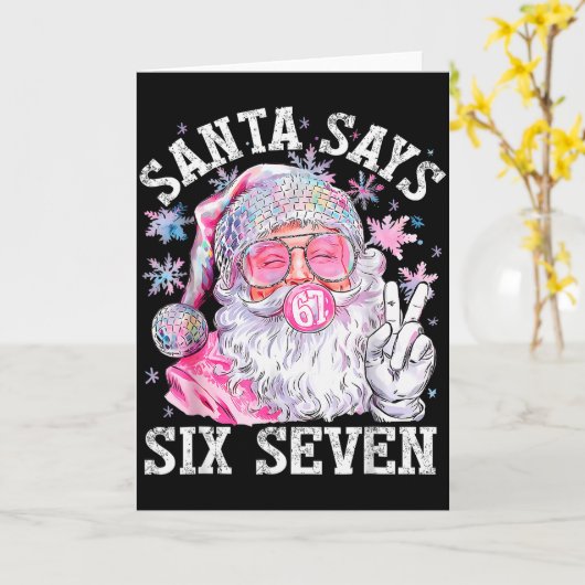 Funny Santa Says Six Seven Christmas 67 Meme Xmas  カード (黄色い花)