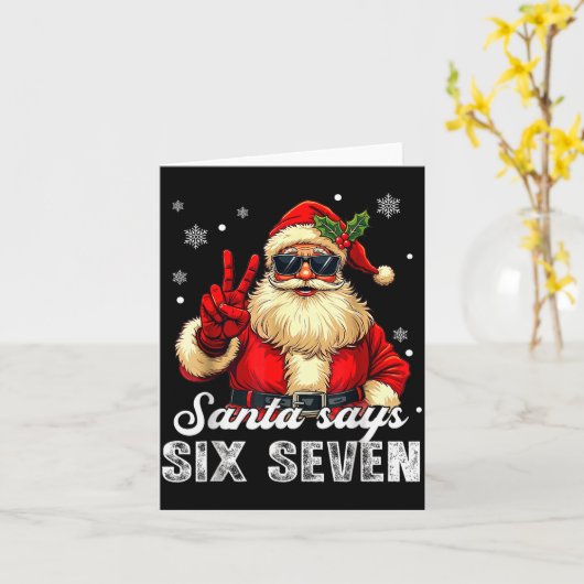Funny Santa Says Six Seven Christmas 67 Meme Xmas  カード (黄色い花)