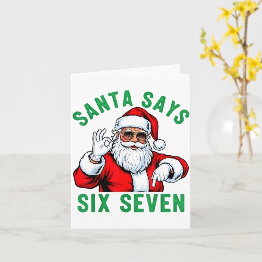 Funny Santa Says Six Seven Christmas 67 Meme Xmas  カード (黄色い花)