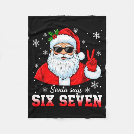 Funny Santa Says Six Seven Christmas 67 Meme Xmas  フリースブランケット (正面)