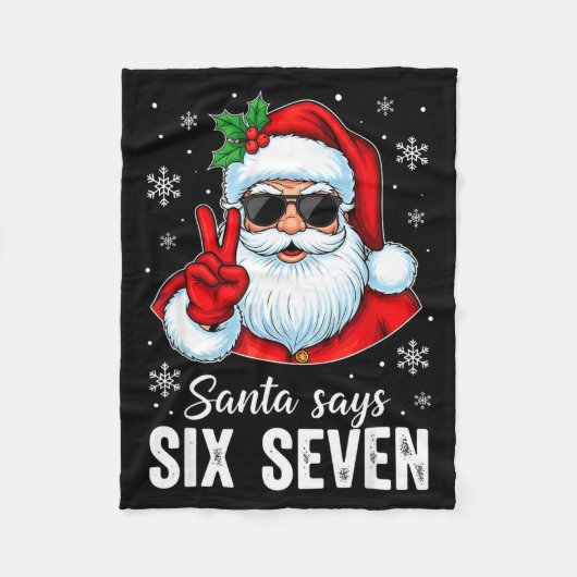 Funny Santa Says Six Seven Christmas 67 Meme Xmas  フリースブランケット (正面)