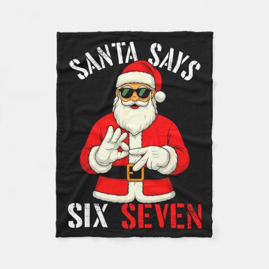 Funny Santa Says Six Seven Christmas 67 Meme Xmas  フリースブランケット (正面)
