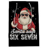 Funny Santa Says Six Seven Christmas 67 Meme Xmas ミディアムペーパーバッグ (正面)
