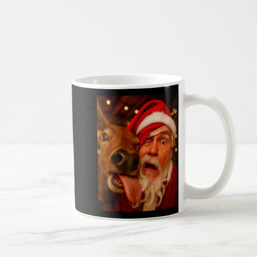 Funny Santa Selfie Reindeer Men Women Kids Christm コーヒーマグカップ (右)