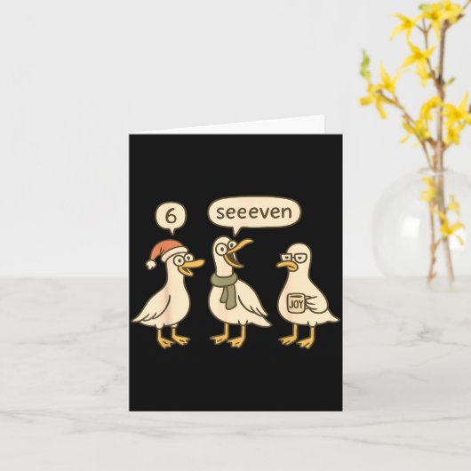 Funny Santa Silly Goose 6 7 Christmas Geese Six Se カード (黄色い花)