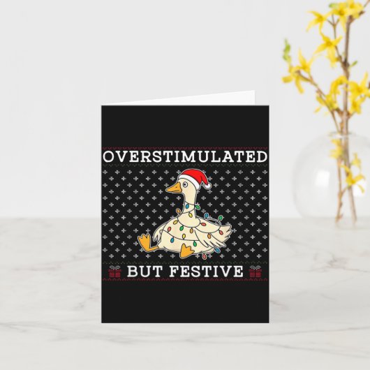Funny Santa Silly Goose Overstimulated But Festive カード (黄色い花)