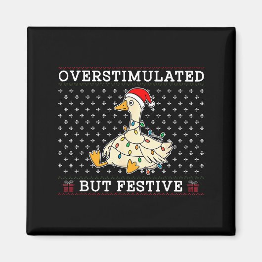 Funny Santa Silly Goose Overstimulated But Festive マグネット (正面)