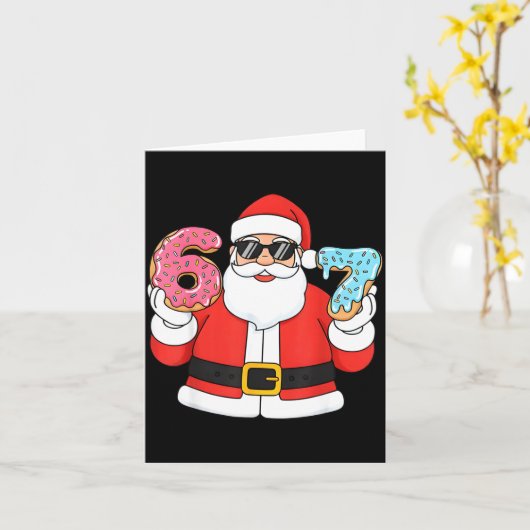 Funny Santa Six Seven 67 Ice Cream Drip Christmas  カード (黄色い花)