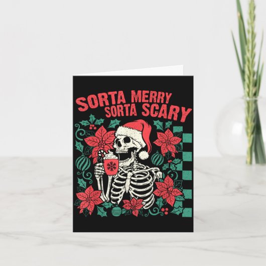 Funny Santa Skeleton Sorta Merry Sorta Y Soky Xmas カード (正面)