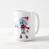 Funny Santa Skeletons Having a Snowball Fight コーヒーマグカップ (正面右)