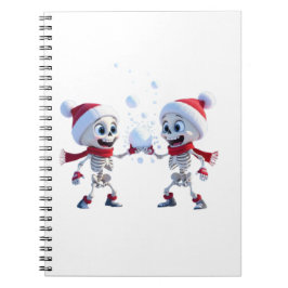 Funny Santa Skeletons Having a Snowball Fight  ノートブック