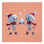 Funny Santa Skeletons Having a Snowball Fight  ポスター (正面)