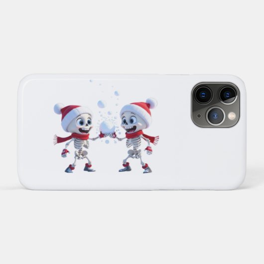 Funny Santa Skeletons Having a Snowball Fight  Case-Mate iPhoneケース (裏面(横))