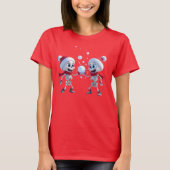 Funny Santa Skeletons Having a Snowball Fight  Tシャツ (正面)
