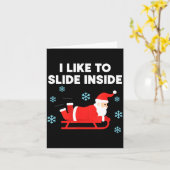 Funny Santa Sled Christmas Humor I Like To Slide I カード (黄色い花)