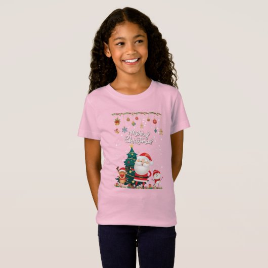Funny Santa, Snowman, Reindeer Merry Christmas Tシャツ (正面フル)
