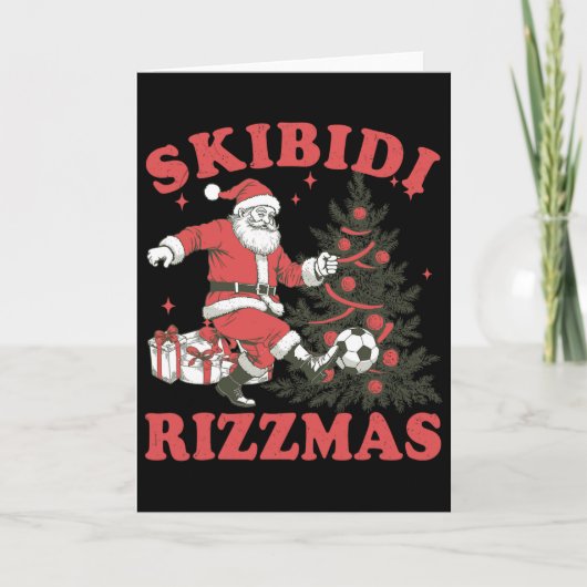 Funny Santa Soccer Skibidi Rizzmas Christmas Tree  カード (正面)