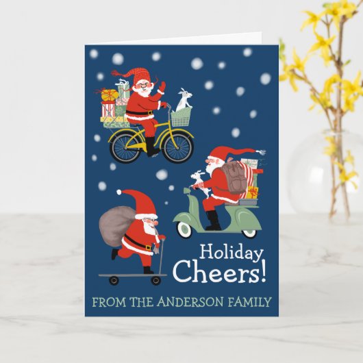 Funny Santa Special Delivery holiday カード (黄色い花)