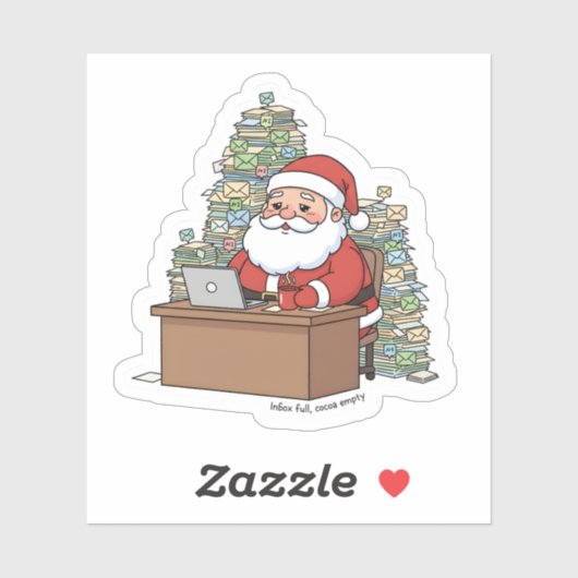 Funny Santa Sticker – “Inbox Full, Cocoa Empty” シール (シート)
