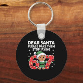 Funny Santa Stop 67 Gingerbread Six Seven Meme  キーホルダー (正面)