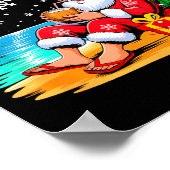 Funny Santa Sungles Drinking Coconut On Beach Chri ポスター (角)