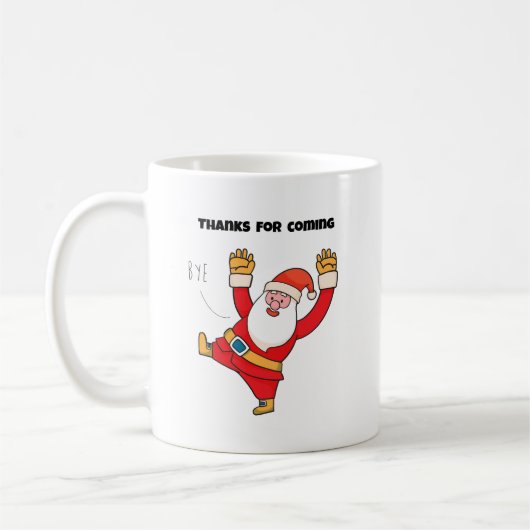 Funny santa thanks for coming コーヒーマグカップ (左)