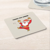 Funny santa thanks for coming スクエアペーパーコースター (アングル)