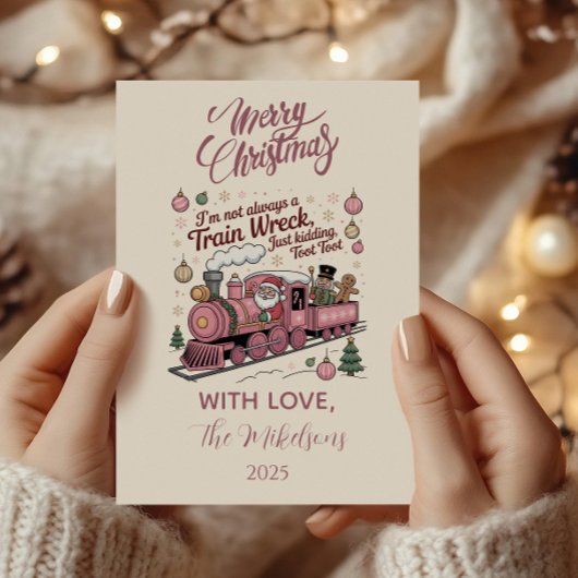 Funny Santa Train Wreck Christmas シーズンカード