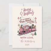 Funny Santa Train Wreck Christmas シーズンカード (正面)