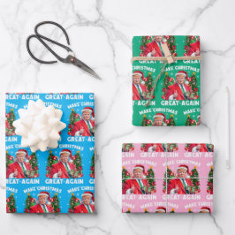 Funny Santa Trump Gift Wrap Make Christmas Great ラッピングペーパーシート