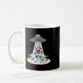 Funny Santa Ufo Delivery Happy Reindeer Snowman Ch コーヒーマグカップ (左)