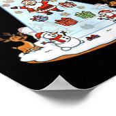 Funny Santa Ufo Delivery Happy Reindeer Snowman Ch ポスター (角)