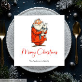 Funny Santa Watercolor Christmas Dinner Napkins スタンダードランチョンナプキン