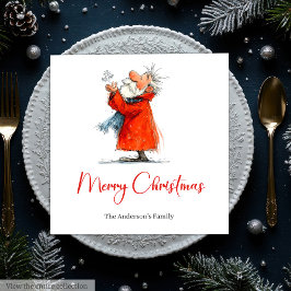 Funny Santa Watercolor Christmas Dinner Napkins スタンダードランチョンナプキン