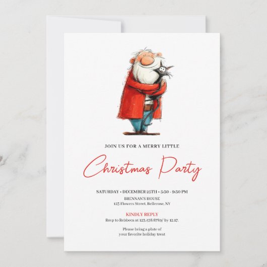 Funny Santa Watercolor Custom Holiday Invitation 招待状 (正面)