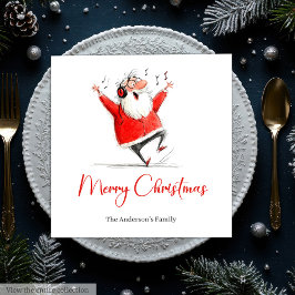 Funny Santa Watercolor Holiday Party Napkins スタンダードランチョンナプキン