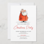 Funny Santa Watercolor Modern Holiday Party Invite 招待状 (正面)