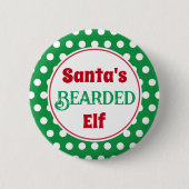 Funny Santa's Bearded Elf Christmas Button Pin 缶バッジ (正面)