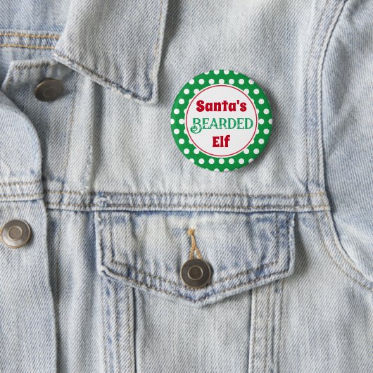 Funny Santa's Bearded Elf Christmas Button Pin 缶バッジ (インサイチュ)