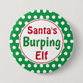 Funny Santa's Burping Elf Christmas Button Pin 缶バッジ (正面)
