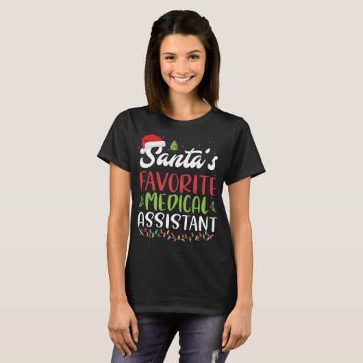 Funny Santa's Favorite Medical Assistant Christmas Tシャツ (正面フル)