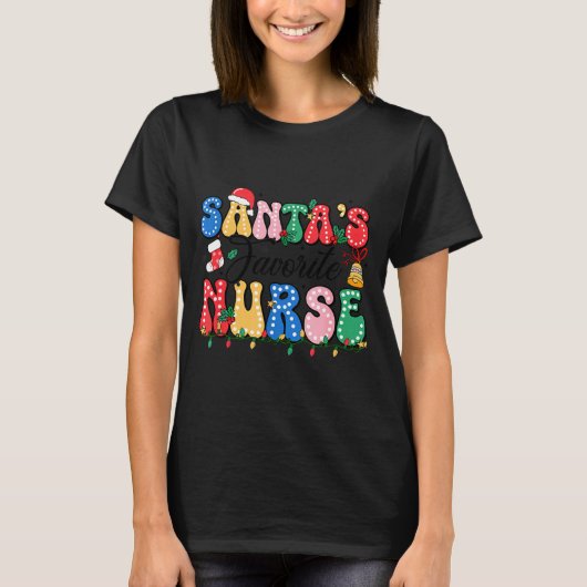 Funny Santa's Favorite Nurse Christmas Nursing Xma Tシャツ (正面)