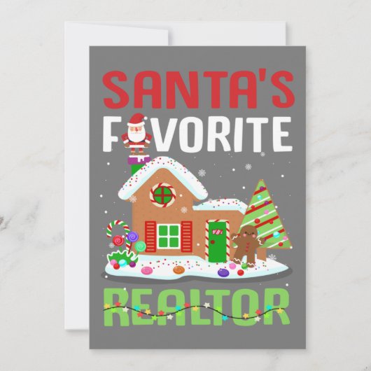 Funny Santa's Favorite Realtor Estate Agent Xmas 招待状 (正面)