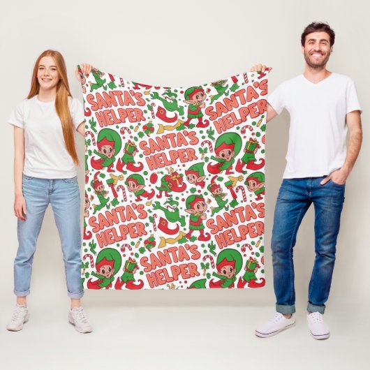 Funny Santa's Little Helper Elf Retro Cartoon  フリースブランケット (インサイチュ)