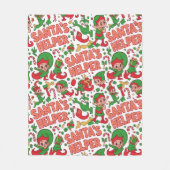 Funny Santa's Little Helper Elf Retro Cartoon  フリースブランケット (正面)