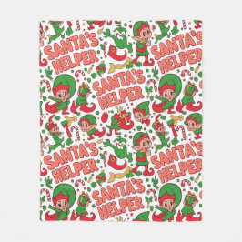 Funny Santa's Little Helper Elf Retro Cartoon  フリースブランケット