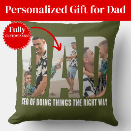 Funny Sarcasm Dad Photo Collage Throw Pillow クッション