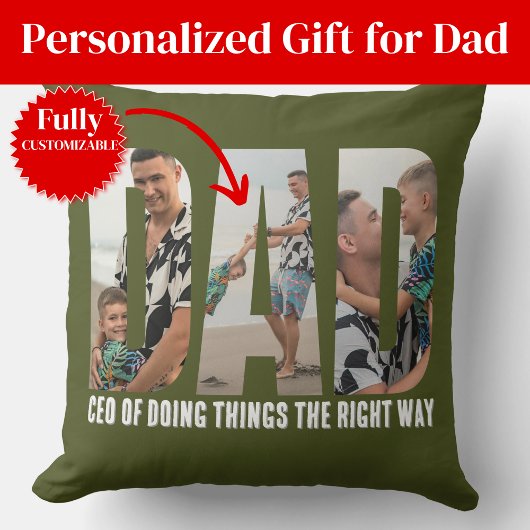 Funny Sarcasm Dad Photo Collage Throw Pillow クッション